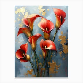 Gold Plated Red Calla Lily Flowers Pt. 2 Canvas Print