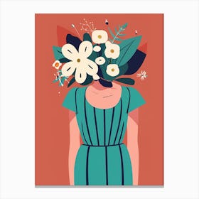 Illustration Of A Woman With Flowers On Her Head Canvas Print