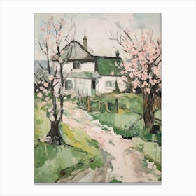 Small Cottage Countryside Farmhouse Painting With Trees 3 Canvas Print