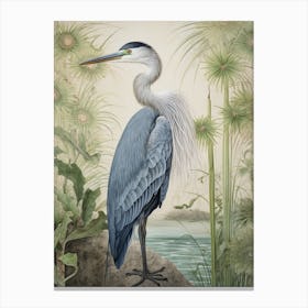Ohara Koson Inspired Bird Painting Great Blue Heron 1 Canvas Print