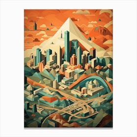 Los Angeles, Us, Geometric Illustration 3 Canvas Print