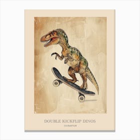 Oviraptor Vintage Dinosaur Poster 2 Canvas Print