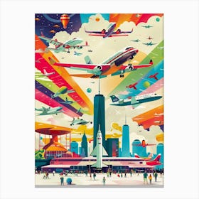Air Space Museum New York Colourful Silkscreen Illustration 1 Canvas Print