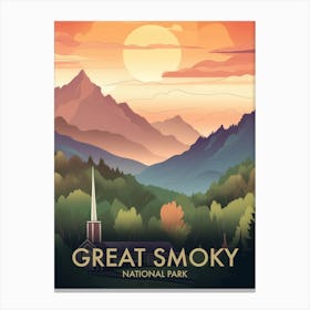 Great Smoky National Park Vintage Travel Poster 17 Canvas Print
