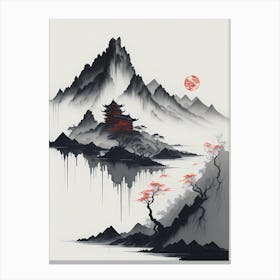 Chinese Landscape Mountains Ink Painting (16) Canvas Print