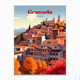 Granada Spain Andalusia Travel Art Illustration Canvas Print