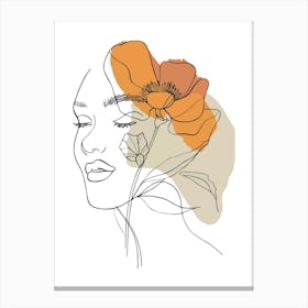 Woman Portrait Monoline Minimalist Hand Drawing Boho Illustration (11) Canvas Print