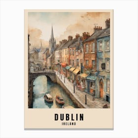 Dublin City Ireland Travel Poster (6) Canvas Print