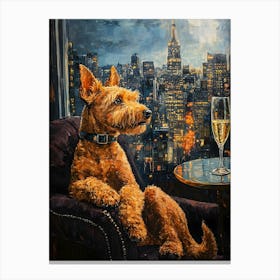 Classy Airedale At The Bar 2 Canvas Print