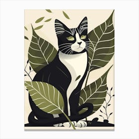 Cat With Leaves 7 Canvas Print