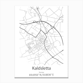 Kaldsletta,Norway Minimalist Map Canvas Print