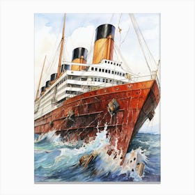 Titanic Sinking Ship Colour Illustration 3 Canvas Print