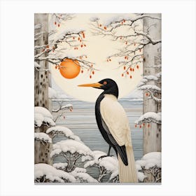 Winter Bird Painting Cormorant 1 Canvas Print
