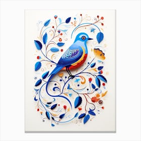 Scandinavian Bird Illustration Eastern Bluebird 4 Canvas Print