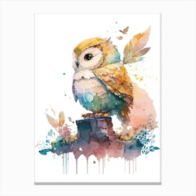 Owl Watercolor Painting Canvas Print