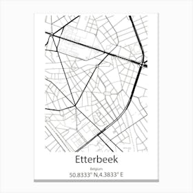 Etterbeek,Belgium Minimalist Map Canvas Print