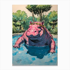 Hippo In The Pool 2 Canvas Print