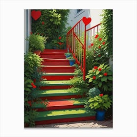 Colorful Stairway With Heart (5) Canvas Print