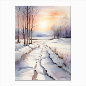 Winter Landscape Watercolor Painting 1 1 Canvas Print