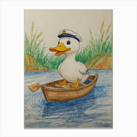 Duck In A Boat 15 Canvas Print