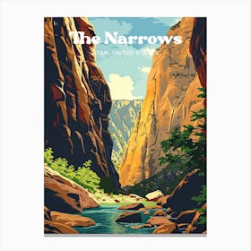 The Narrows Zion National Park Art Illustration Canvas Print