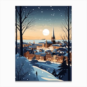 Winter Travel Night Illustration Southampton United Kingdom Canvas Print
