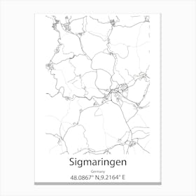 Sigmaringen,Germany Minimalist Map Canvas Print