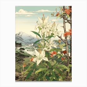 Himeyuri Okinawan Lily 2 Japanese Botanical Illustration Canvas Print