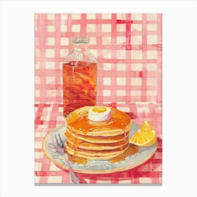 Pink Breakfast Food Pancakes With Honey 4 Canvas Print