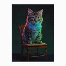 Cat Sitting On A Chair 2 Canvas Print