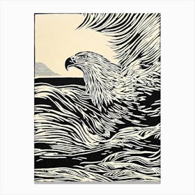 Bald Eagle Linocut Bird Canvas Print