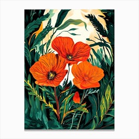 Poppies In The Forest 1 Canvas Print