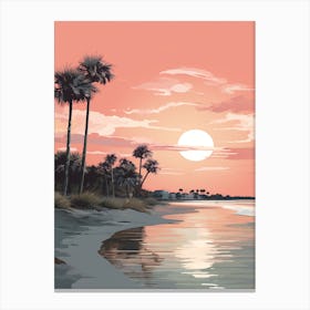 Illustration Of Gulfport Beach Mississippi In Pink Tones 4 Canvas Print