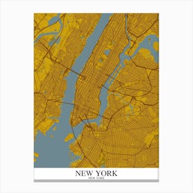 New York New York Yellow Blue Canvas Print