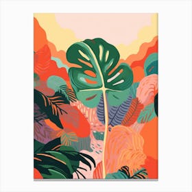 Boho Plant Painting Monstera Deliciosa 4 Canvas Print