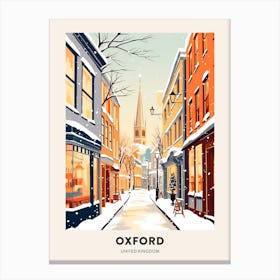 Vintage Winter Travel Poster Oxford United Kingdom 4 Canvas Print