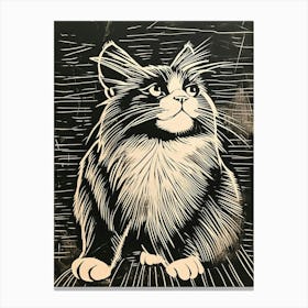 Somali Cat Linocut Blockprint 4 Canvas Print