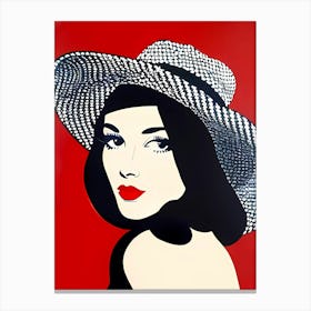 Glamour in Red: Lady In A Hat 1 Canvas Print