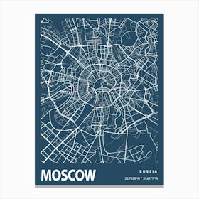 Moscow Blueprint City Map 1 Canvas Print