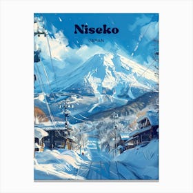 Niseko Hokkaido Japan Sunset Digital Travel Illustration Canvas Print