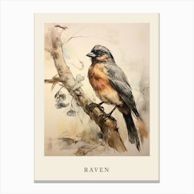 Beatrix Potter Inspired  Animal Watercolour Raven 2 Canvas Print