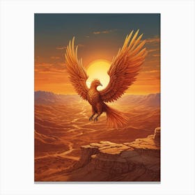 Phoenix on Sunset Background Canvas Print