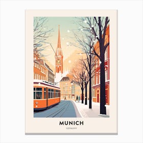 Vintage Winter Travel Poster Munich Germany 4 Canvas Print