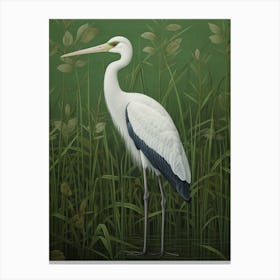 Ohara Koson Inspired Bird Painting Stork 1 Canvas Print