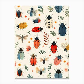 Colourful Insect Illustration Ladybug 16 Canvas Print