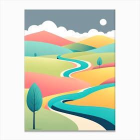 Landscape With A River VECTOR ART Canvas Print