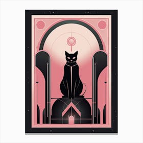 The High Priestess Tarot Card, Black Cat In Pink 0 Canvas Print