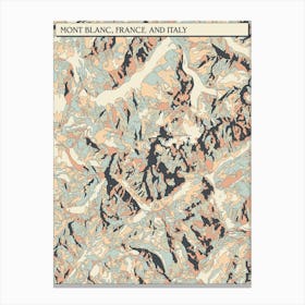 Mont Blanc France Italy Hillshade Map Canvas Print