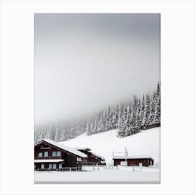 Zao Onsen, Japan Black And White Skiing Poster Canvas Print