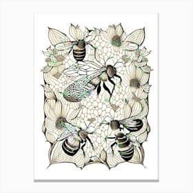 Worker Bees 3 William Morris Style Canvas Print